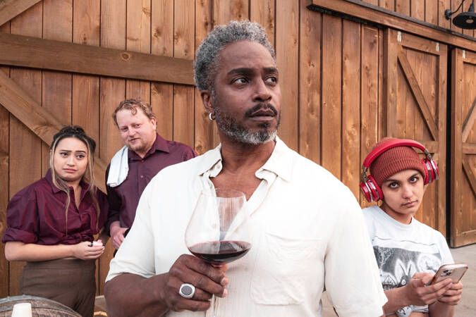 The cast of “The Winter’s Tale,” includes, from left, Kat Agudo, Andrew Yabroff, Geoffery Simmons and Gabs Nathanson. The Shakespeare play opens Thursday at Key City Public Theatre in Port Townsend. (Key City Public Theatre)