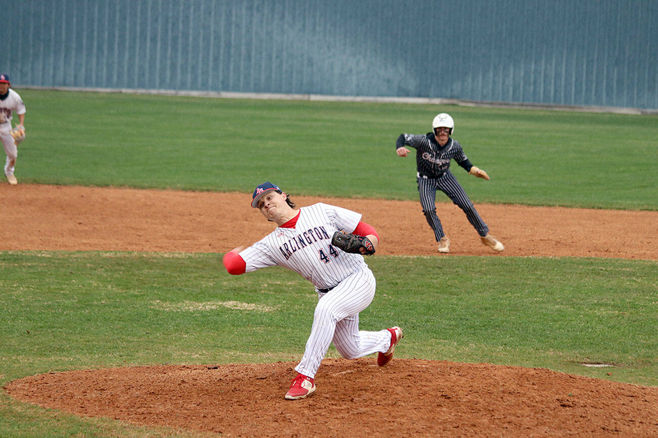 Arlington Baptist University senior Kamron Meadows, a 2021 Port Angeles High School grad, was recently selected as the Central Southwest Conference Pitcher of the Week after tossing five scoreless innings and earning the win in relief as AB went on to win the NCCAA Division II Invitational against Southeastern Baptist. (Reese Couture)
