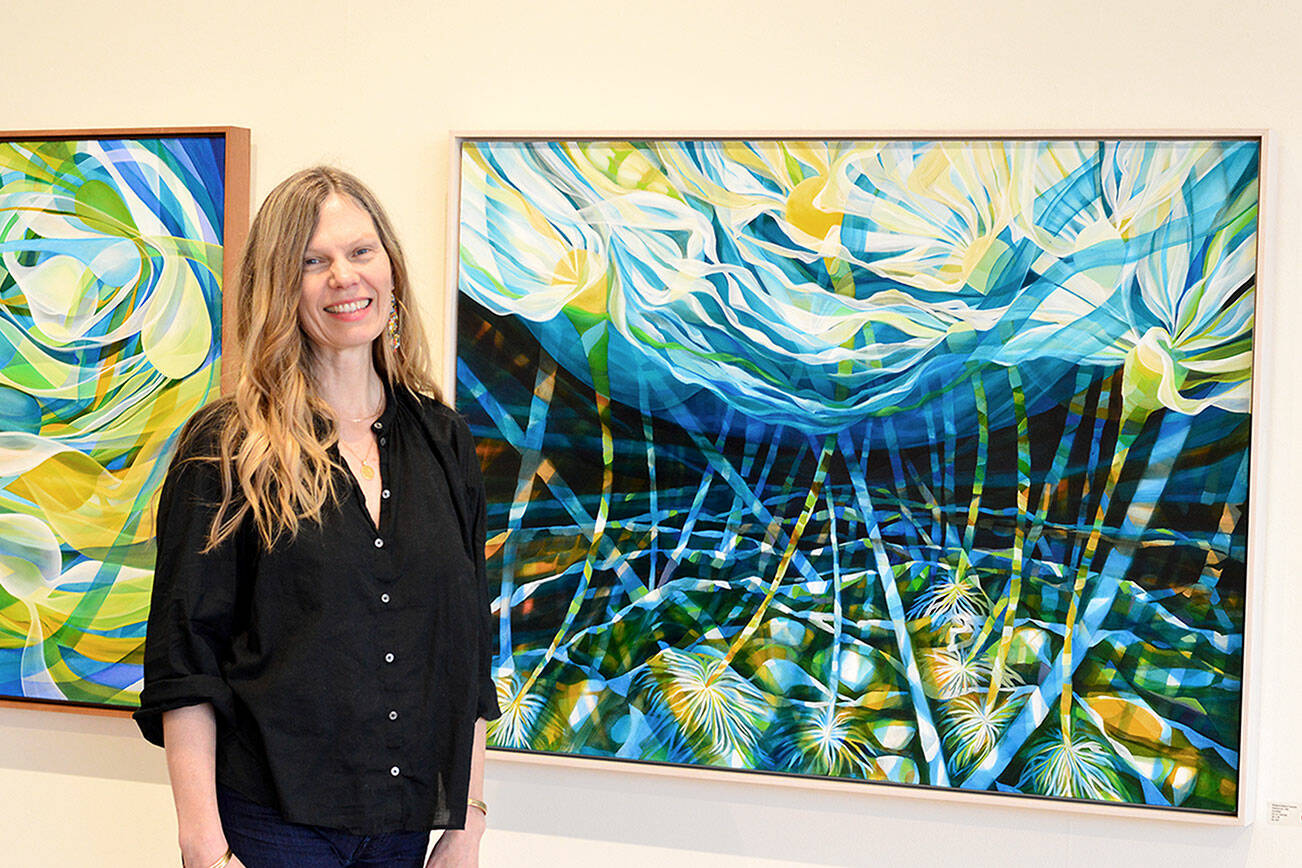 Jodi Ericksen is the core teaching artist for Aging Creatively, Northwind Art’s program for people with memory loss, along with their caregivers. Ericksen is pictured at Northwind’s Jeanette Best Gallery in Port Townsend. (Diane Urbani/Northwind Art)