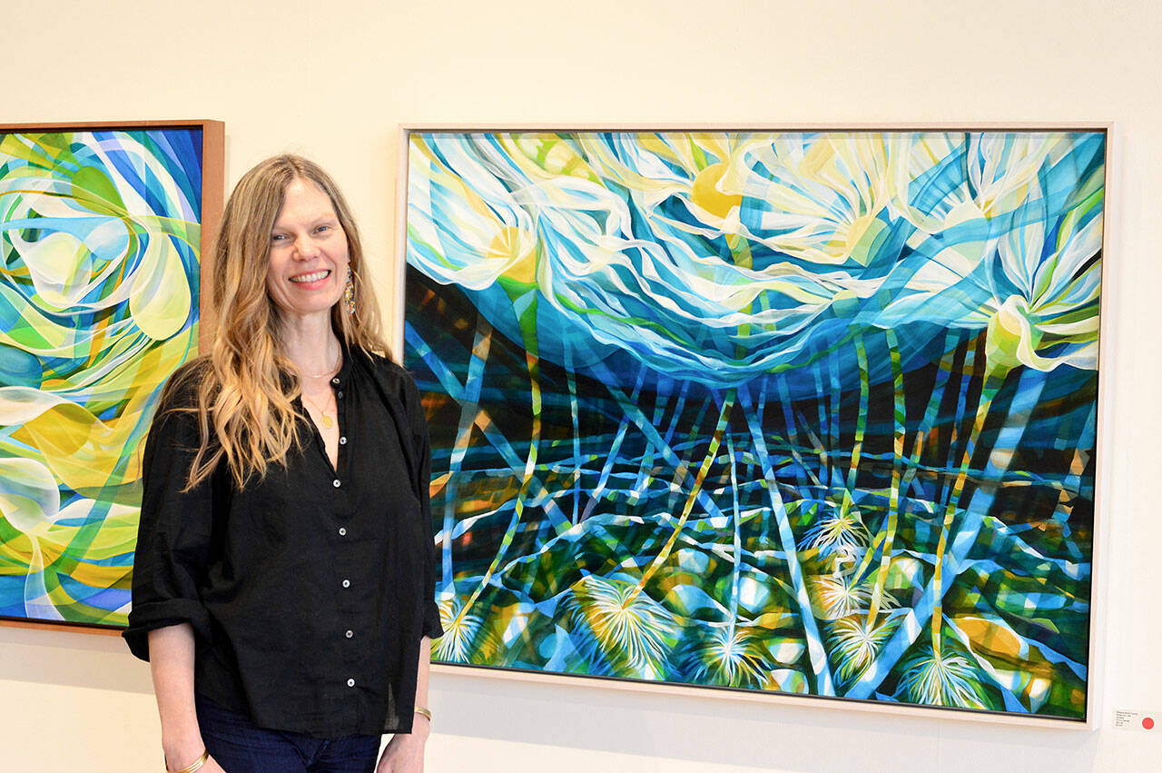 Jodi Ericksen is the core teaching artist for Aging Creatively, Northwind Art’s program for people with memory loss, along with their caregivers. Ericksen is pictured at Northwind’s Jeanette Best Gallery in Port Townsend. (Diane Urbani/Northwind Art)