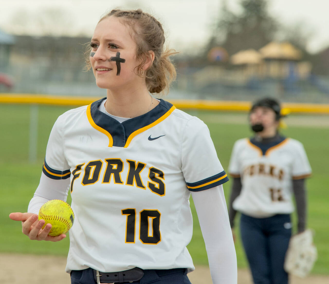 Forks’ Avery Dilley prepares to pitch in a doubleheader Friday at Sequim. The Spartans won both games of the doubleheader. (Emily Mathiessen/Olympic Peninsula News Group)