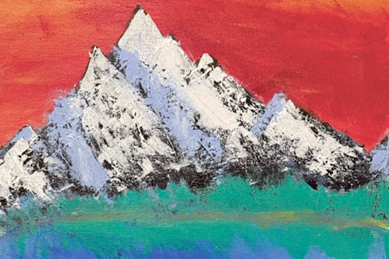 Mountain Gazing in the Sunset by Ailo Saari of Port Angeles placed first in the Art category for youths 0-9.