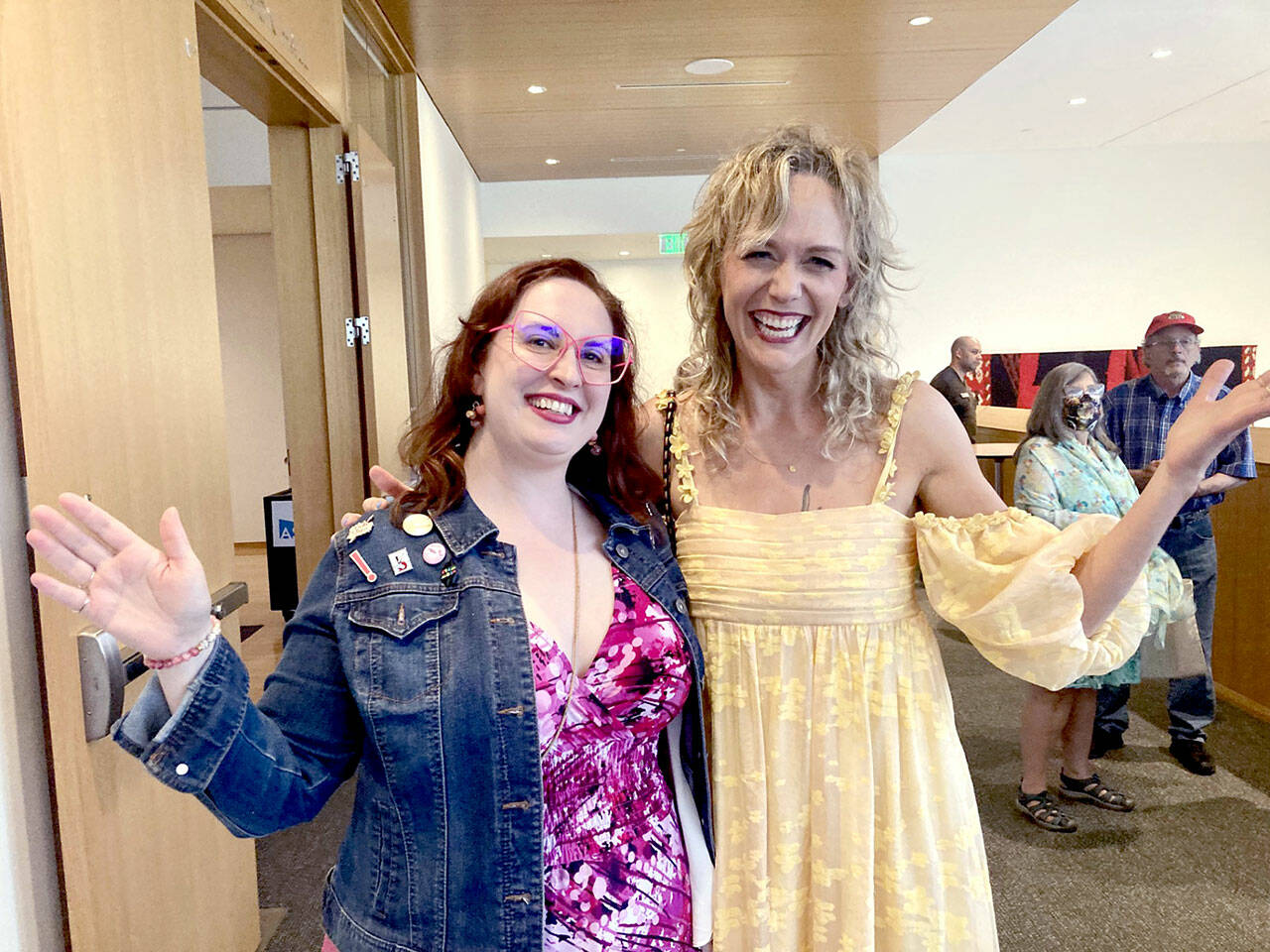 Melody Sky Weaver, left, and Sally Franson at the Big in Sweden book launch at the American Swedish Institute in Minneapolis, July 2024. (James Weaver)