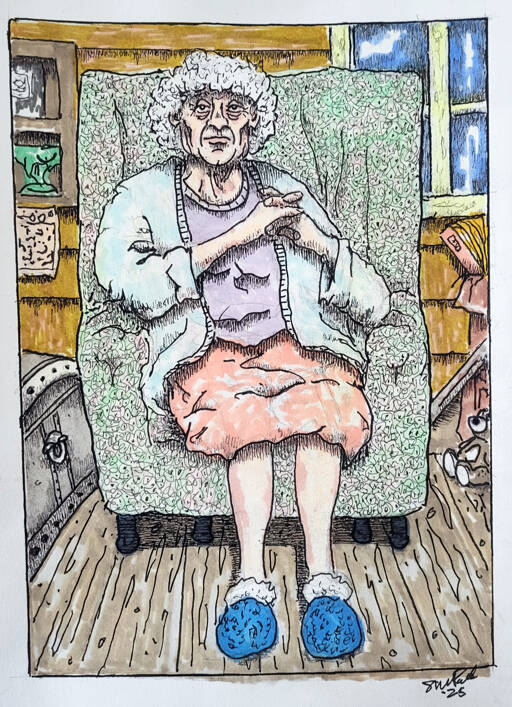 Steven Park created this work in response to Diane Moser’s poem “The Attic Visit.” Both appear in the Ars Poetica show at Northwind Art’s Jeanette Best Gallery, which will host an art and poetry party Saturday. (Northwind Art)