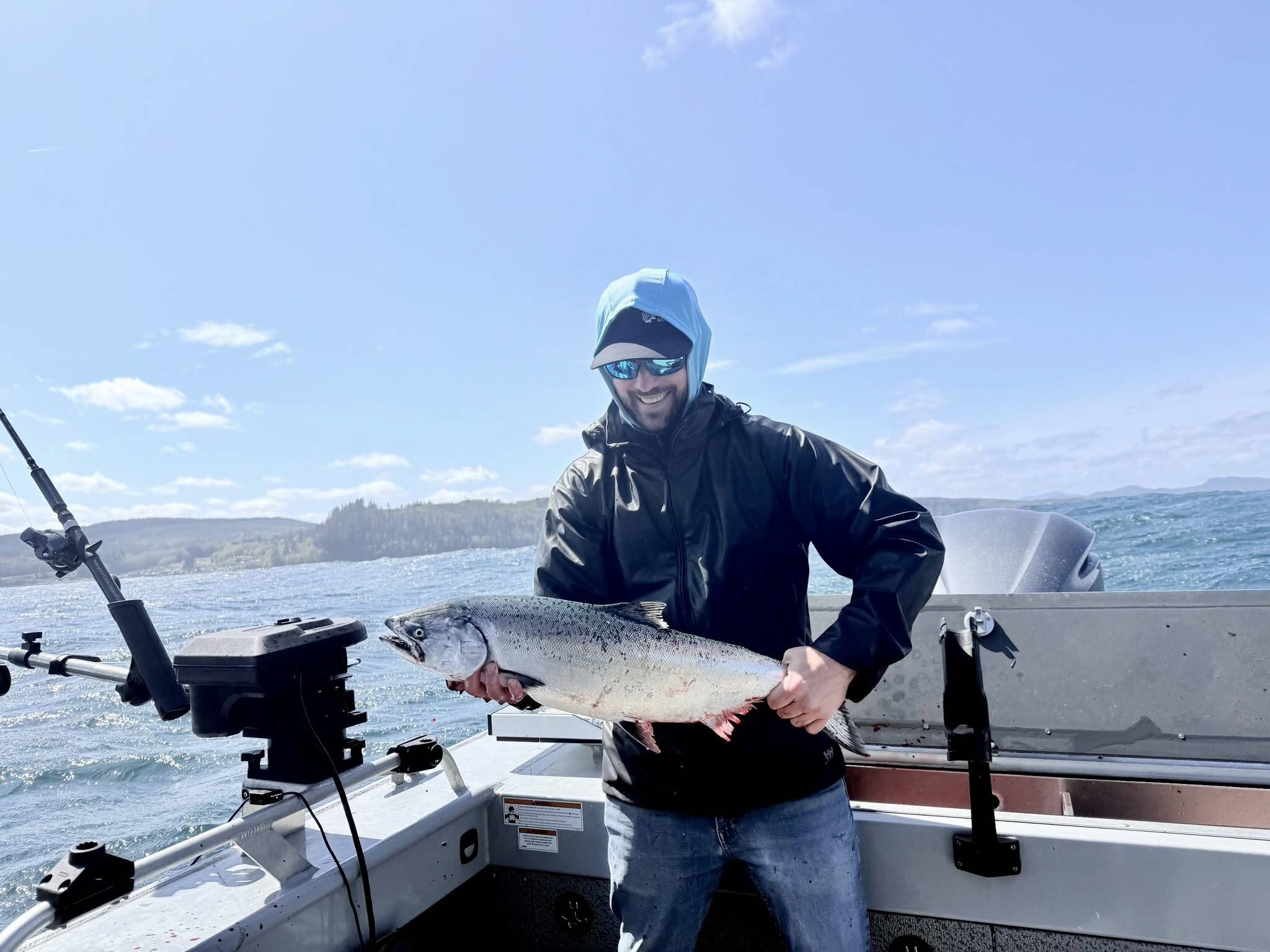 Olympia’s Jonathan Wood caught this hatchery chinook while fishing off of Sekiu last weekend. The hatchery chinook limit in Marine Area 5 rises to two fish today <ins>Friday</ins>.