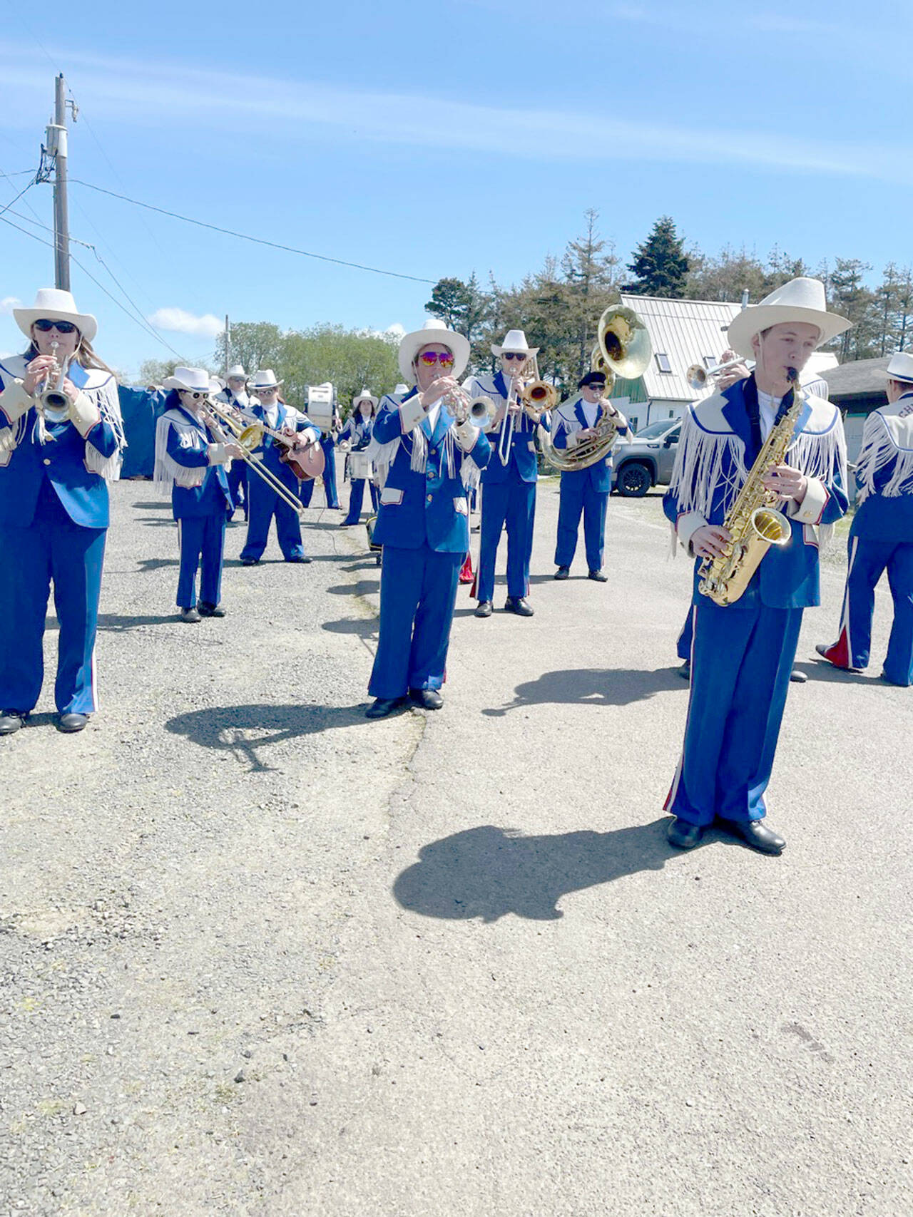 The Chimacum High School marching band performs in the Loyalty Days Parade in Long Beach. Chimacum was awarded the Loyalty Days Parade Sweepstakes award as the best of the day out of a field of 25 marching bands.