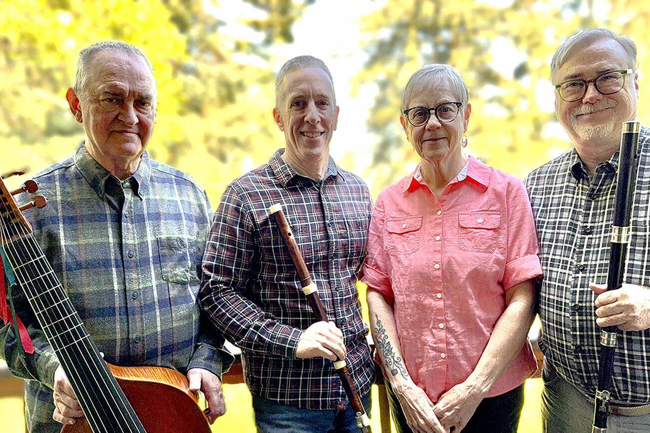 Schola Galante, from left, include Lee Inman, viola da gamba; Miguel Rode, flute; Dahti Blanchard, harpsichord; and Douglass Hjelm, flute. They will perform Saturday for Early Music at the Grange.