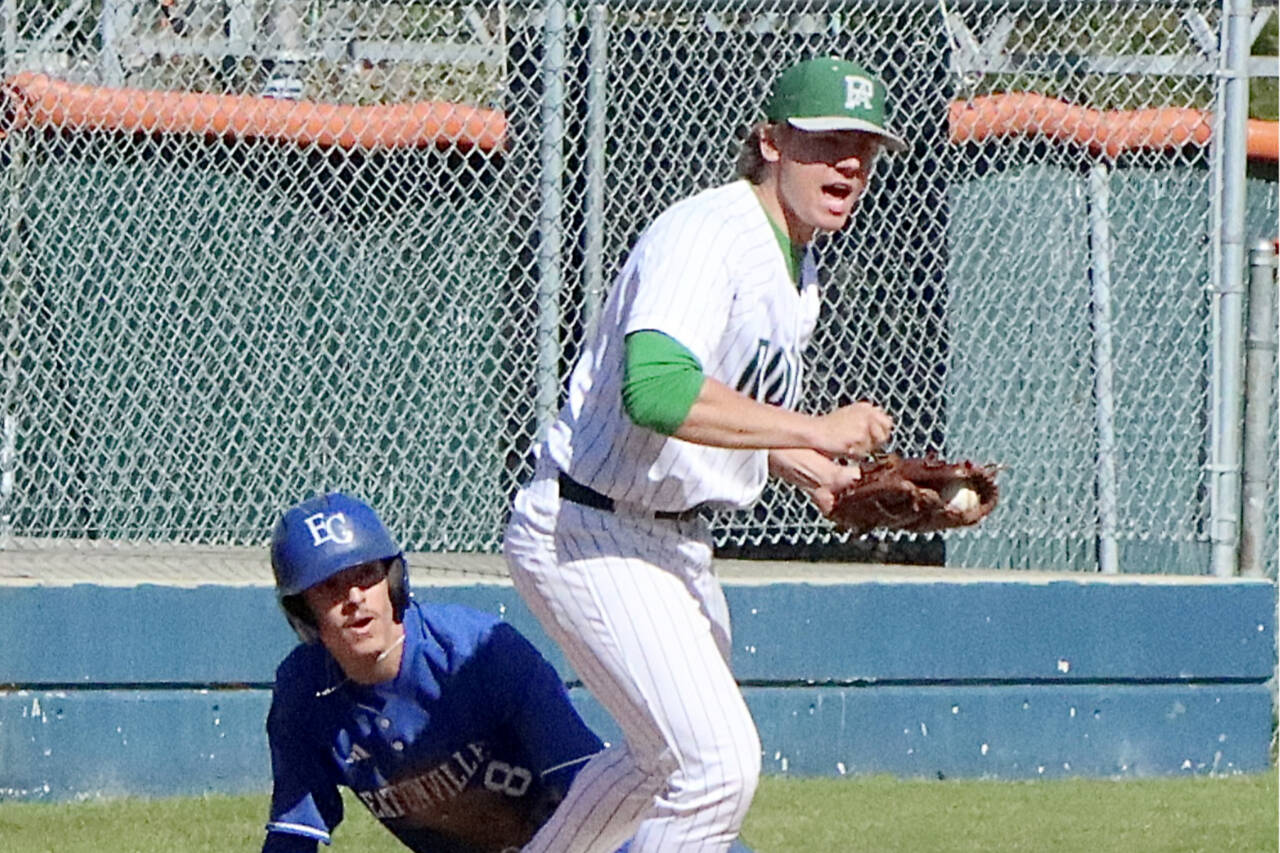 Third basemen Josiah Gooding is one of the excellent defensive players for the Port Angeles Roughriders baseball team. (Dave Logan/for Peninsula Daily News)