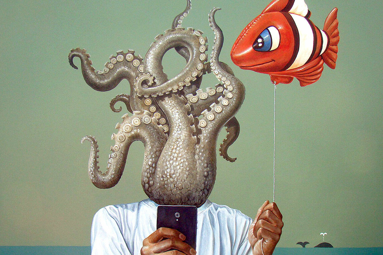 Timbul "Bvll" Cahyono's “Fake Somebody," a 4-foot by 4-foot acrylic painting.