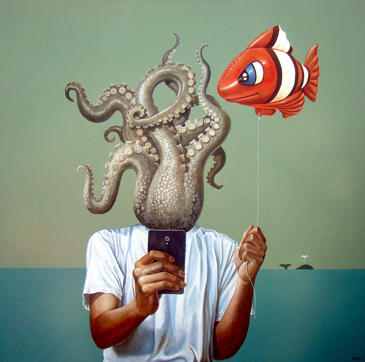 Timbul “Bvll” Cahyono’s “Fake Somebody,” a 4-foot by 4-foot acrylic painting. (Port Townsend Film Festival)