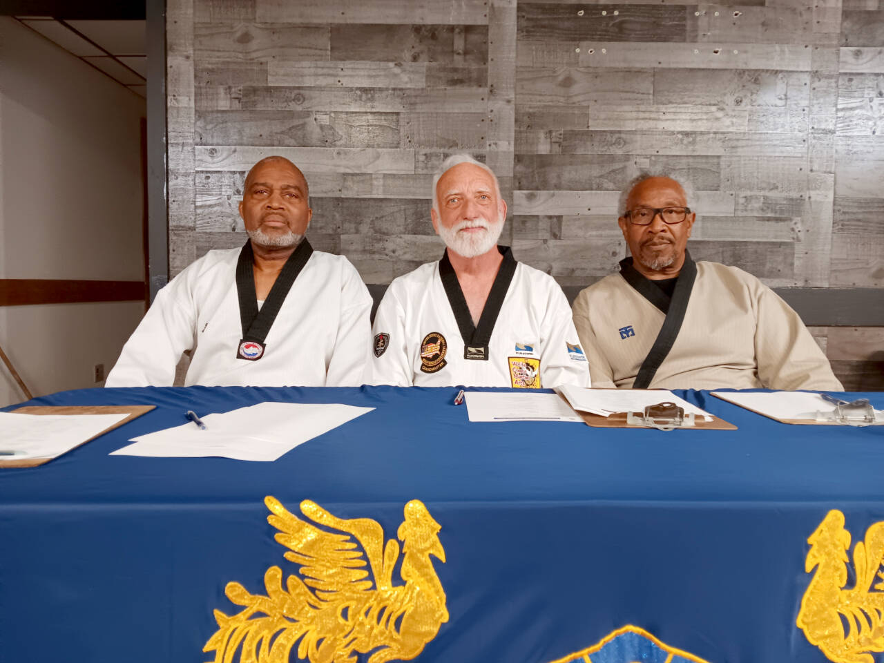 From left, Grandmasters Harris, Robert Nicholls of White Crane Martial Arts and Sterling Chase conducted high belt testing and instruction seminars at the Mountain Region headquarters in Colorado Springs, Colo.