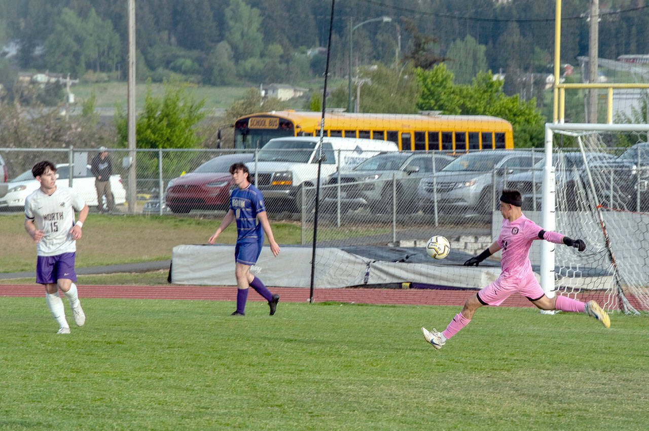 Emily Matthiessen/Olympic Peninsula News Group Sequim goalkeeper Nolan Valenzuela was selected as the Olympic League Defensive MVP in All-Olympic League boys soccer team voting conducted by league coaches.