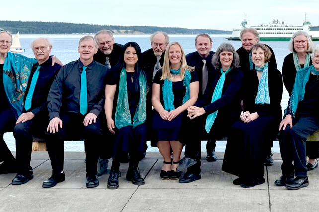 The Wild Rose Chorale will present two concerts this weekend at Grace Lutheran Church. Singers are, from left, Pat Rodgers, Doug Rodgers, Chuck Helman, Al Thompson, Cherry Chenruk-Geelan, Mark Schecter, Sarah Gustner-Hewitt, Kris Lott, Leslie Lewis, Rolf Vegdahl, JES Schumacher, Lynn Nowak and Patricia Nerison. (Jo Tiffany)