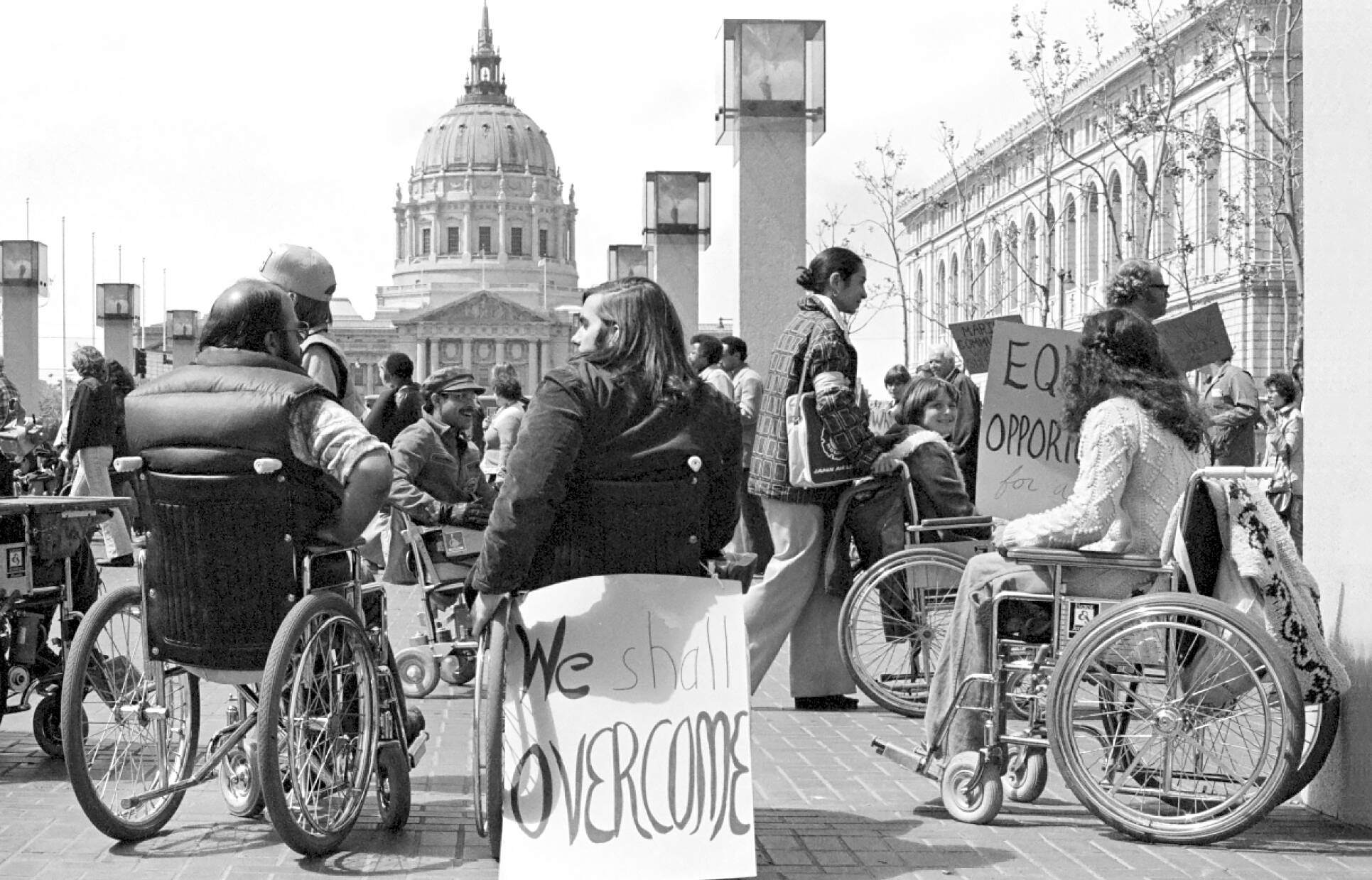 A protest photo included in the traveling exhibit “Patient No More: People with Disabilities Securing Civil Rights,” on display at the Jefferson County Historical Society on Thursday.