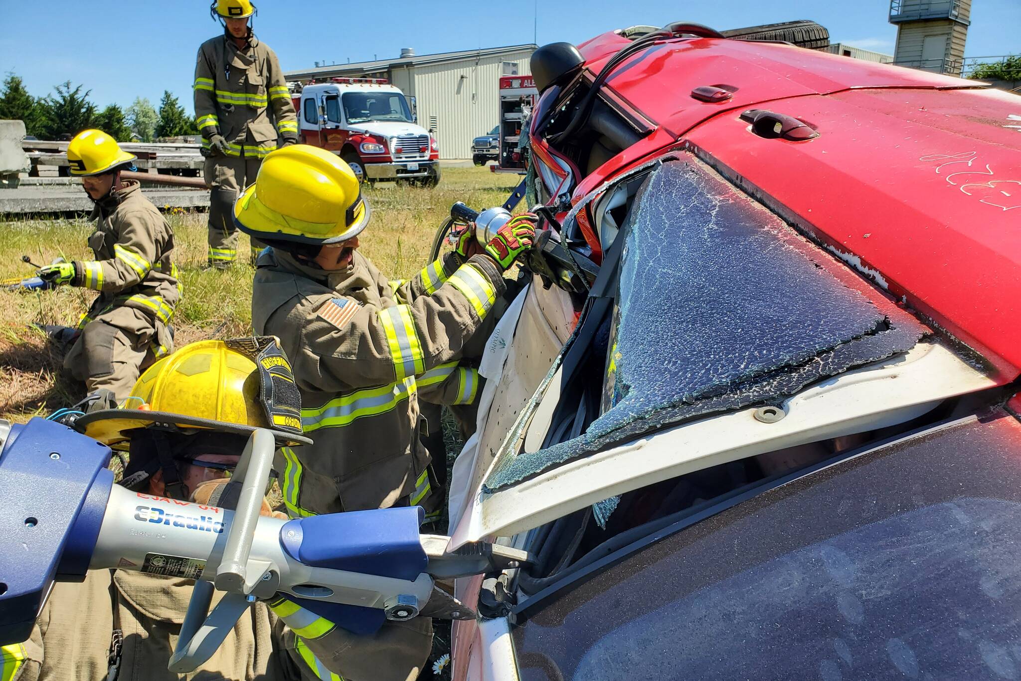 Clallam County Fire District 3
Firefighters, pictured training in Carlsborg, responded to more than 9,000 calls for service in the Sequim area last year.