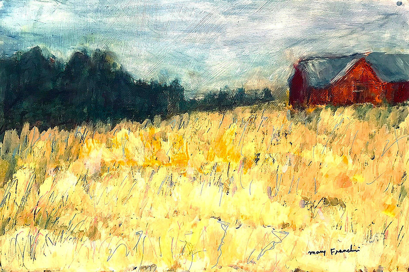 Mary Franchini’s “Old Red Barn” will be on exhibit at Blue Whole Gallery throughout July.