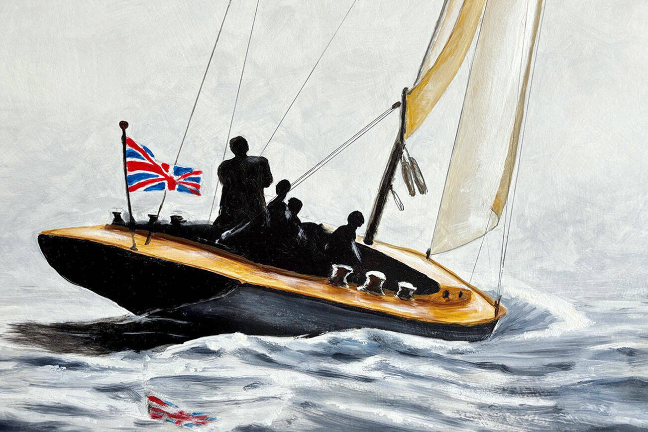 Gary Rainwater’s oil painting, “British Boat,” will be on display at Gallery 9 during the First Saturday Art Walk and throughout July.