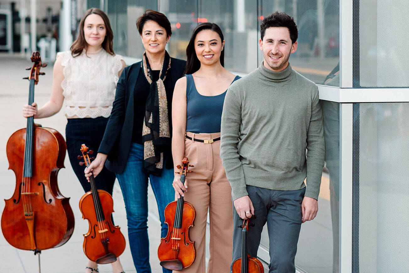 The Carpe Diem String Quartet, from left, cellist Ariana Nelson, violist Korine Fujiwara and violinists Marisa Ishikawa and Sam Weiser, will open the eighth season of Concerts in the Barn this weekend.