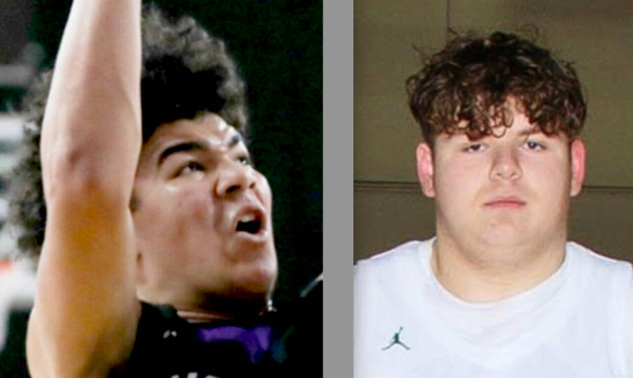 Sequim's Jericho Julmist, left, and Port Angeles' Brock Hope, will play in an Adidas 3SSB tournament in South Carolina later this month.