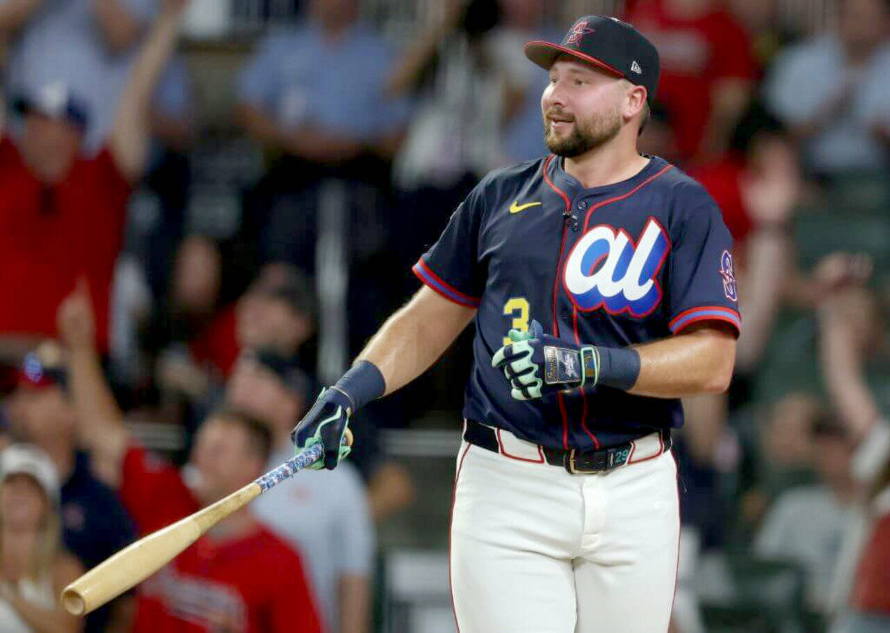 The Seattle Mariners’ Cal Raleigh won the All-Star Game Home Run Derby in Atlanta on Monday. (Getty Images)