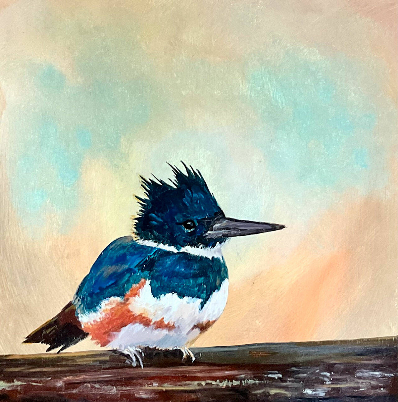 Shelley Brown’s “Kingfisher” will be on exhibit at the Port Ludlow Art League throughout August.