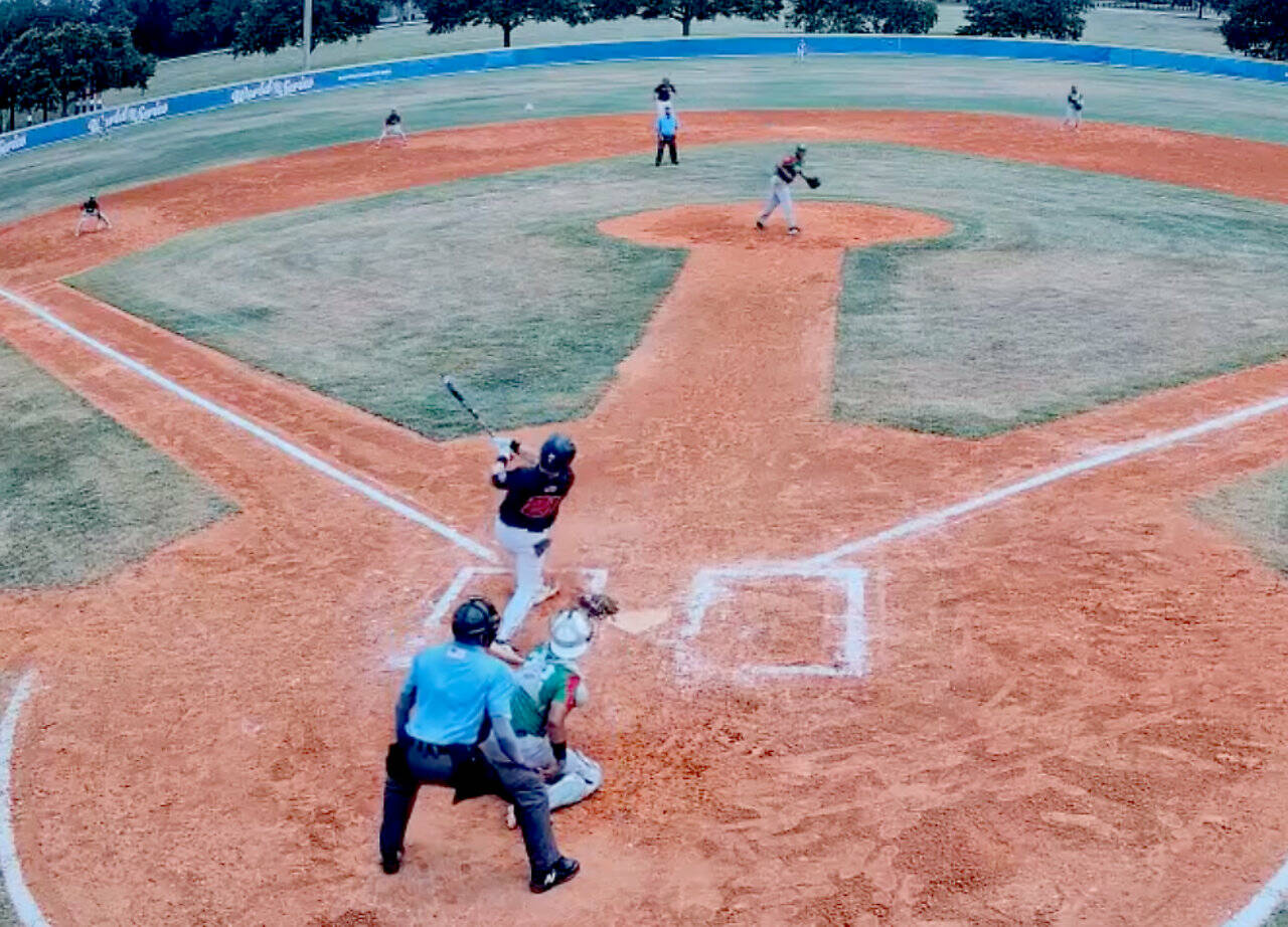 Wilder Senior’s Braydan White hits a two-run home run in the third inning against a team from Hermosillo, Mexico at the Babe Ruth Senior World Series in Ocala, Fla. White’s home run helped lead the seniors to a 2-0 win. (Gamechanger)