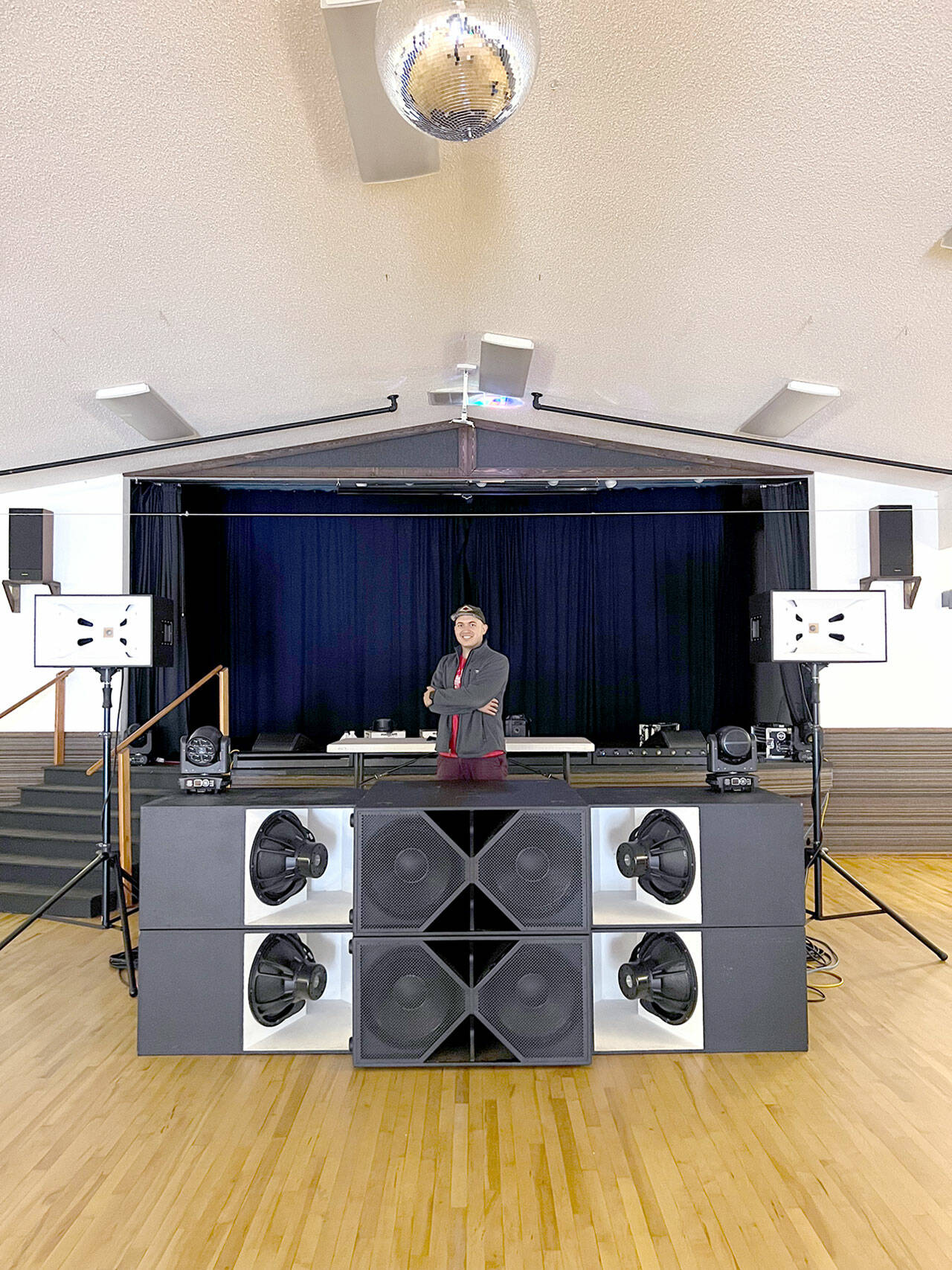 As Above, So Below festival organizer and DJ Mark Hardy load sound systems into the venues at the Jefferson County Fairgrounds on Wednesday.