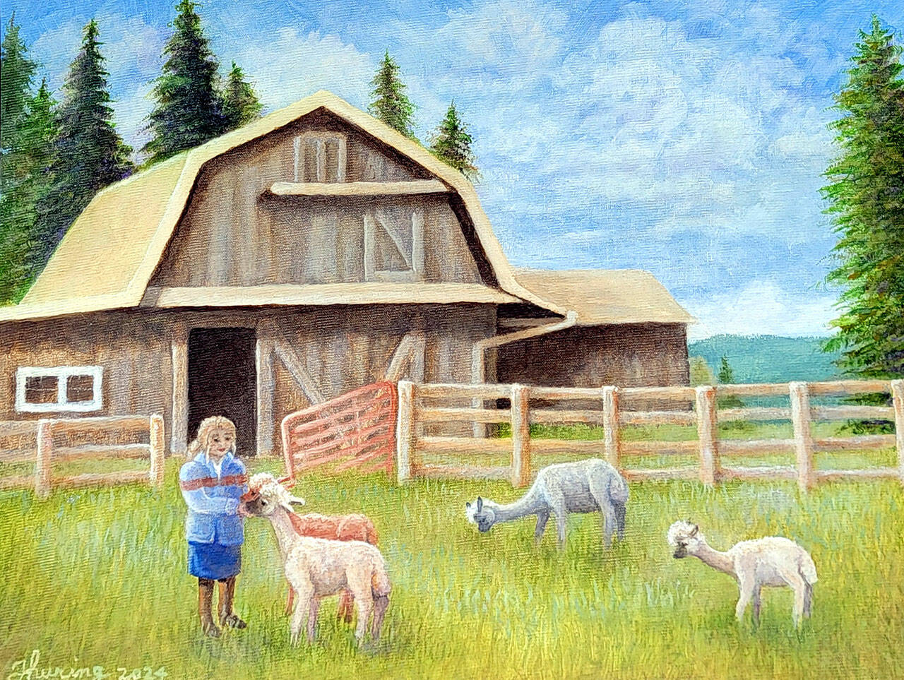 “Llamas” is a painting by Arlice Thuring, who is featured as Port Ludlow Art League’s October artist of the month.