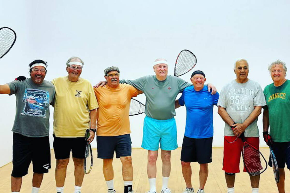 Pictured here is the "The Morning Crew", a group of guys that have been members of the YMCA of Port Angeles for over 40 years and have been coming to play racquetball together. Photo courtesy Olympic Peninsula YMCA.