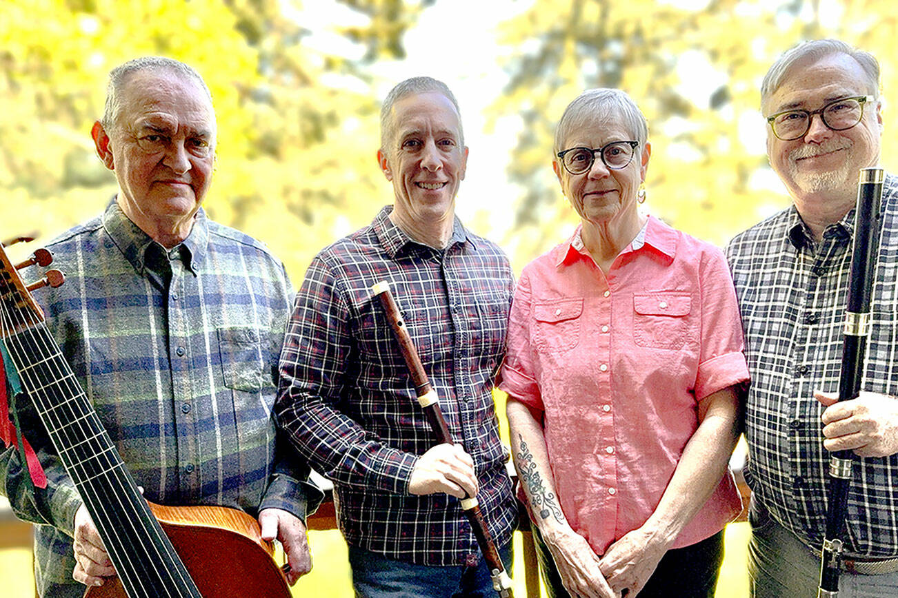 Schola Galante’s members are Douglass Hjelm and Miguel Rode (flute), Dahti Blanchard (harpsichord) and Lee Inman (violoncello piccolo).