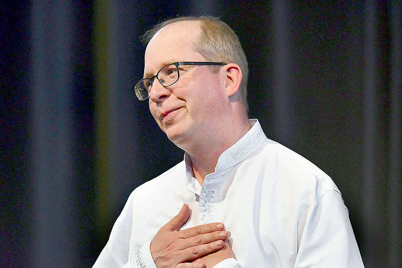 Pianist Alexander Tutunov, shown after a 2023 performance in Port Angeles, will return to play Tchaikovsky with the Port Angeles Symphony on Saturday. (Port Angeles Symphony)