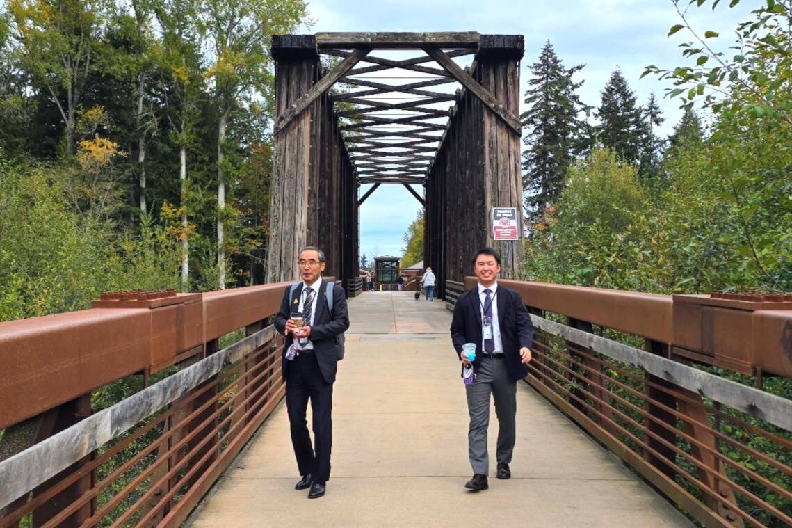 Part of the Sequim sights delegates from Shiso City, Japan, experienced included a tour of the Dungeness River, the Railroad Bridge and the Dungeness River Nature Center. (Rachel Anderson)