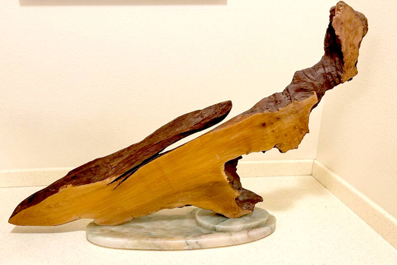 The Holiday Nature Mart will raffle this driftwood sculpture, “Denison of the Deep” by Tuttie Peetz.