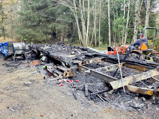 A fire on Nov. 16 destroyed a trailer in which the Freeze family was living in Joyce. (GoFundMe)