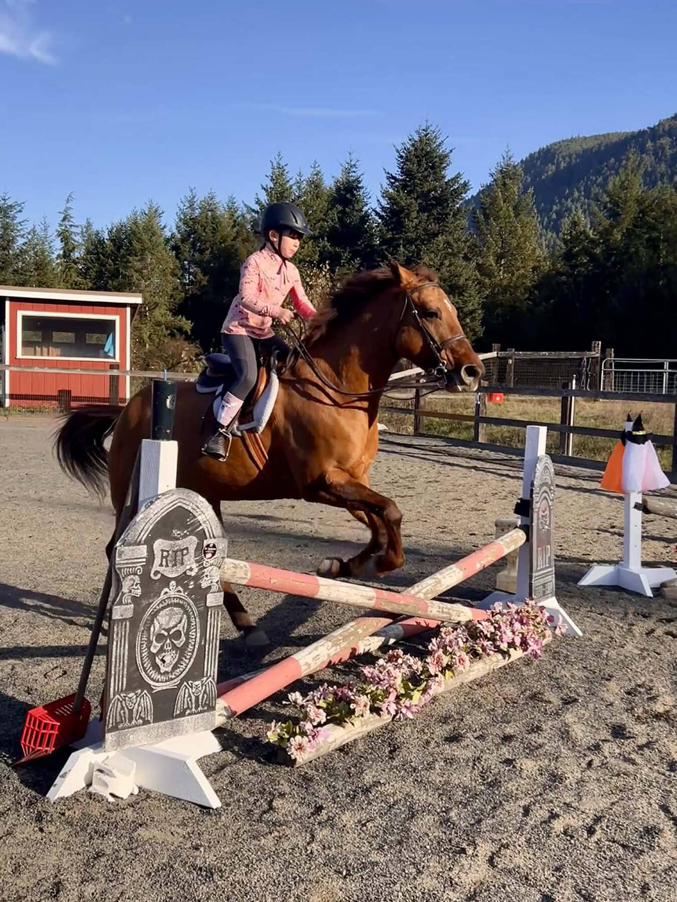 Josie Adamire, 7, on Ginger, and her sister Ellie Adamire are taking part in the Facebook Winter Ride Challenge. The goal is to log 50 rides between Dec. 1, 2025-March 20, 2026. (Megan Adamire)
