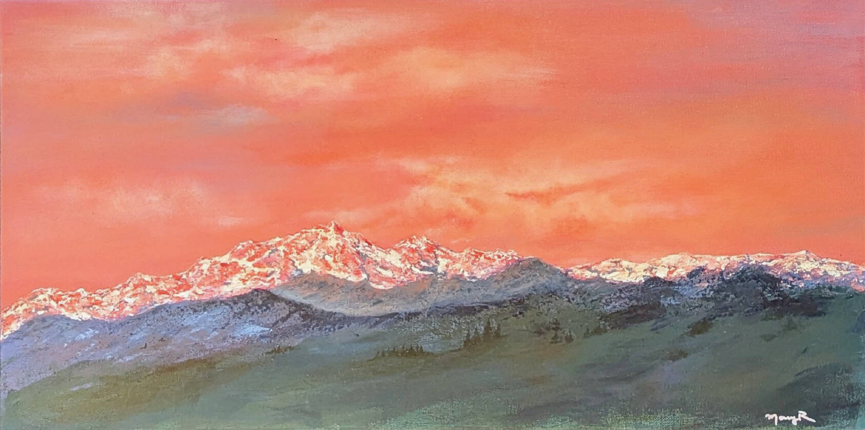 “Olympic Sunrise” by Mary Rodgers will be part of the Port Ludlow Art League’s “Artists’ Choice” exhibit at the Bay Club during January and February.